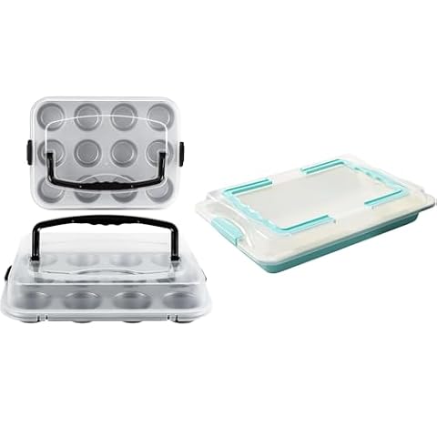 spmarkt 2-Pack Muffin Pan with Carry Lid, Non-Stick 12-Cup Muffin Tin|17inch*12inch Non-Stick… — $47.68 (28% off)