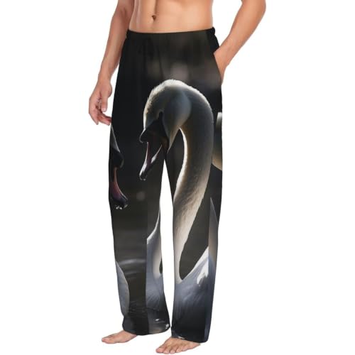 Pantalon de nuit à deux cygnes ample résolvant le manque d'espace des grands gabarits
