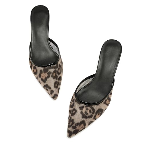 Women Kitten Heels Mules Closed Pointed Toe Slip on Backless Stiletto Slingback Heels Wedding Dress Pumps Shoes