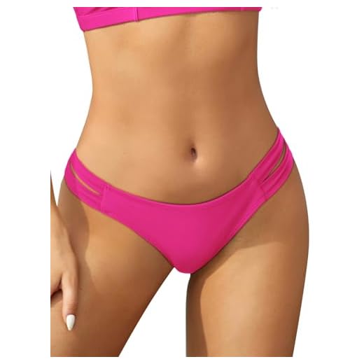 SHEKINI Mujer Traje de Baño Clásicas Cintura Baja Parte Inferior del Bikini Triángulo Pantalones de Nadar Braga Bikinis Tanga Brasileño Bikini de Playa(Rosa Fluorescente W,S)
