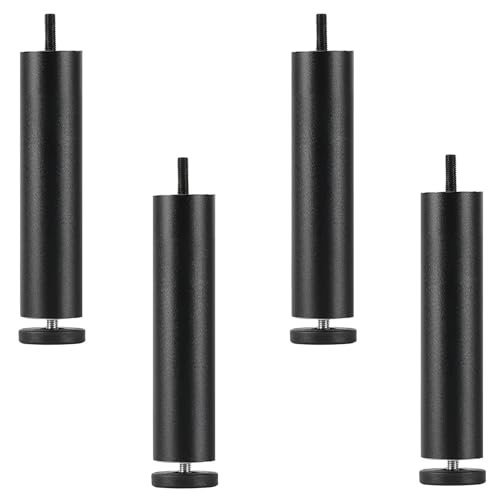 Patas de sofá en aleación de aluminio negro de 20 cm con base regulable 2