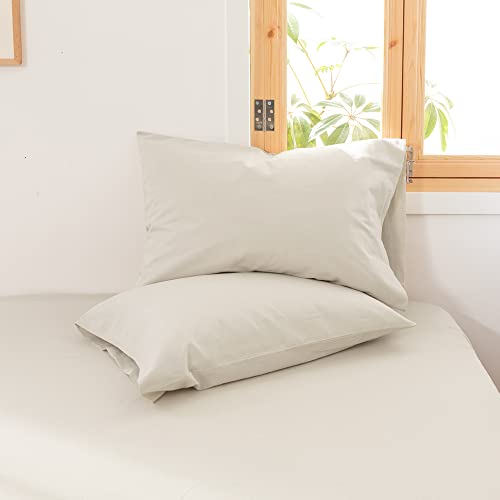 Simple&Opulence Linen Pillowcases 1 Pair Basic Style 55% Euro Linen 45% Cotton Blend Solid Color Flax Shams Set of 2, Standard Queen Size 20"x30", Linen