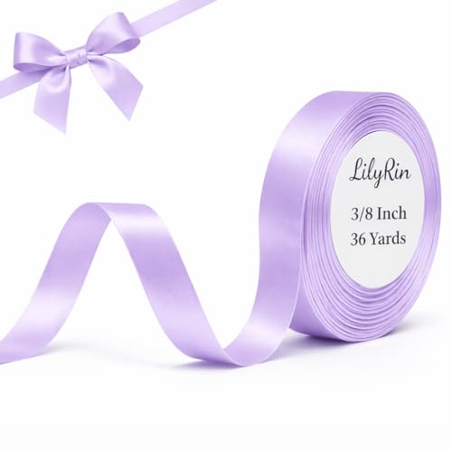 Light Purple Ribbon 3/8 Inch x 36 Yards Perfect for Easter Gift Wrapping Bows Hair Wedding Decor Baby Shower Floral Arrangements Wreaths Scrapbooking DIY Crafts Party Favors Lavender