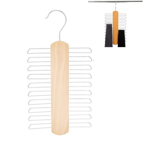 Percha para Cinturones,Percha Organizadora Armario,Colgador de Corbatas de Madera,Corbateros para Armarios,Percha para Pañuelos,Corbatero y Percha para Cinturones de 20 Barras