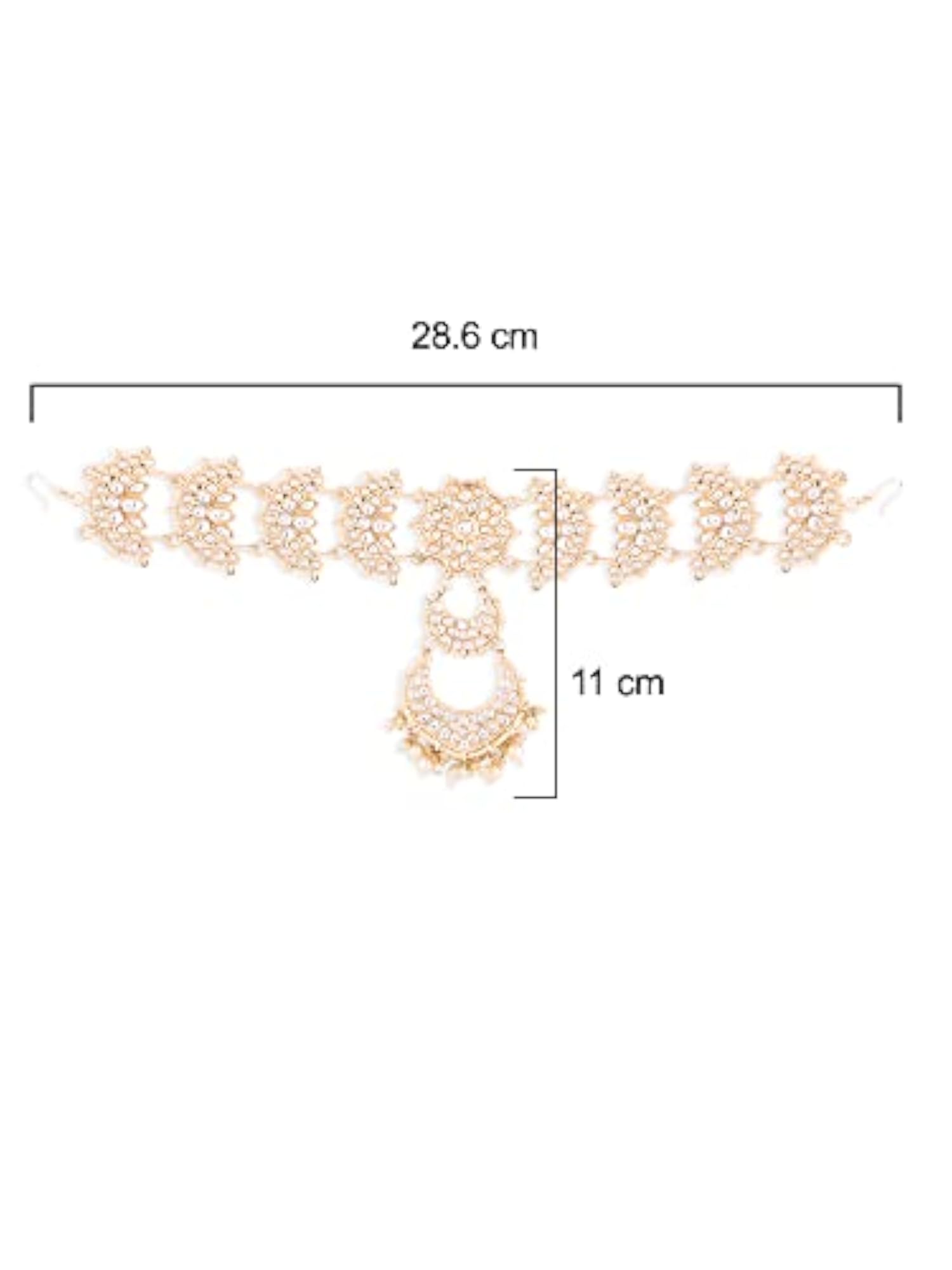 Tone Kundan & Crescent Bridal Head Chain For Women