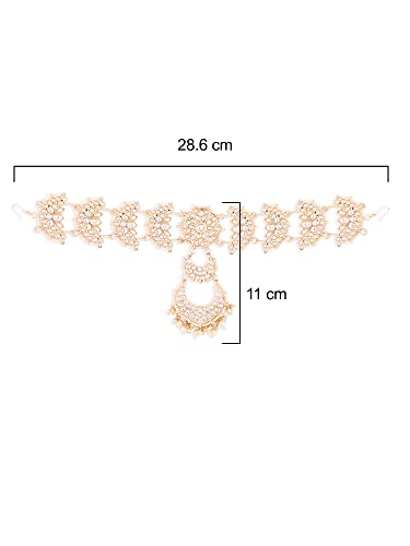 Tone Kundan & Crescent Bridal Head Chain For Women