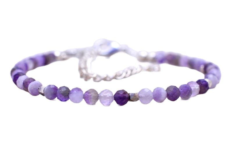 Bracelet améthyste fantôme anti-ternissement en argent 925 pour peaux sensibles