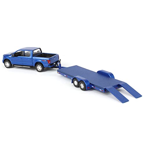 Camión Ford F-150 2019 1:64 Azul con Trailer miniatura 4