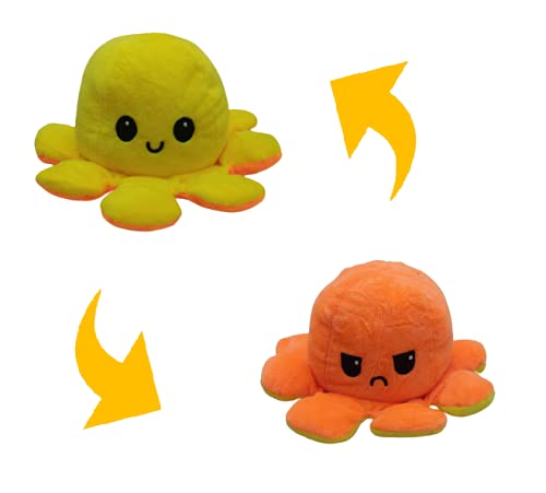 Polvo Reversível Humor Bravo Feliz Amarelo Laranja + Fidget Push Pop It Among Us, brinquedos sensori