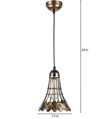 Image of DECOHOME Modern Hanging Ceiling Lamp Lights for Home & Decor | Premium Finish Pendant Light for Living Room, Bedroom & Dining Area | Stylish Indoor Lighting | Chandelier Lights (Shuttlecork-Gold)
