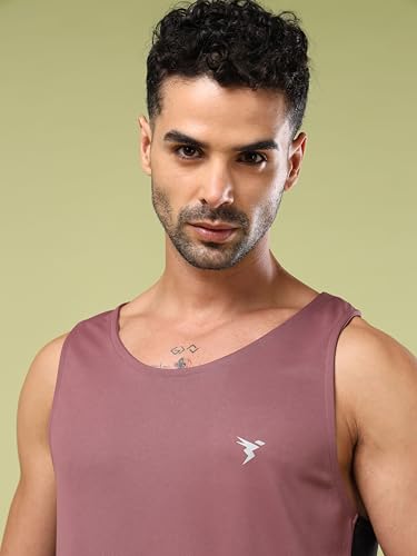 Image of TECHNOSPORT Men's Solid Slim Fit Scoop Neck Sports Innerwear Vest with TECHNOCOOL+ Quick Dry Anti Odour Anti Microbial 2 Way Stretch Soft & Smooth Activewear