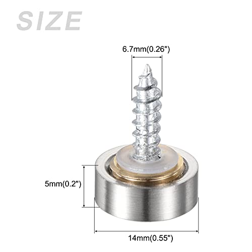 Image of METALLIXITY Mirror Screws (14mm /0.55 inch) 12Pcs, Decorative Cover Cap Nails Brushed - for Sign Advertising Hardware, Construction, Silver Tone
