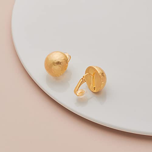 Pendientes Clip On Dorados Redondos para Mujer miniatura 4