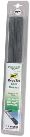 Unger Ergotec Replacement Squeegee Blades, 22", Black Rubber, 12/Pack