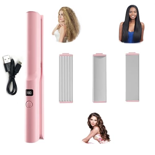 Plancha de cabello 3 en 1 rizadora y alisadora USB miniatura 1