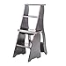 Scale Pieghevoli Sedia a Sdraio in Legno Sgabello a 4 gradini Libreria Portatile per Uso Domestico Pianta Multipla per scaffalature rack-330 libbre capacità (Colore: Deep Walnut Colour)