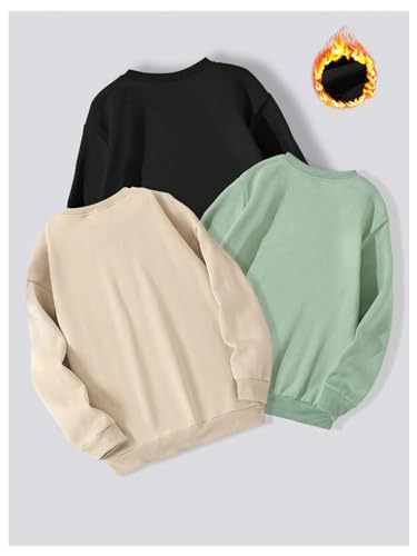 Floerns Girl's 3 Pcs Letter Print Long Sleeve Drop Shoulder Pullover Crewneck Sweatshirts2