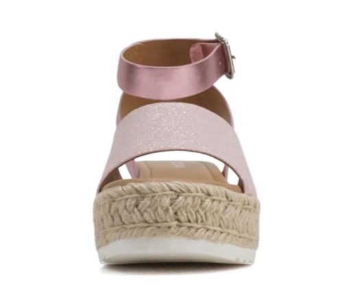 Image of Soda Topic Open Toe Buckle Ankle Strap Espadrilles Flatform Wedge Casual Sandal