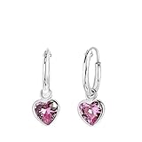 Little Miss Lovely - Diese tollen Ohrringe mit Herz-Anhänger bestehen aus 925 Silber. Die Herzen sind mit funkelnden rosafarbenen Zirkoniasteinen besetzt. Beide Ohrringe haben einen Durchmesser von 10 mm.