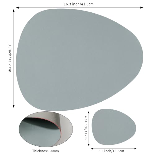 YIHELU Tischset Abwaschbar&Untersetzer,Doppelseitige Oval Platzsets 6er Set – Ansicht 3