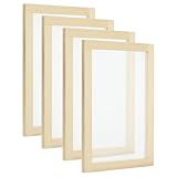 PATIKIL 13.4x9.8 Holz-Papiersieb, 4er-Pack Papierherstellung Rahmen Papierherstellung Deckle für DIY-Papierhandwerk Trockenblumenhandwerk, Naturfarbe