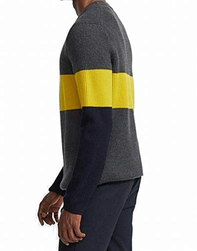 Theory Mens Zoren Color Blocked Cashwool Pullover Sweater, Citrus Multi, Large Us #TOP1