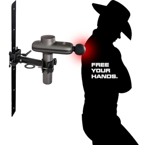 TOPOWN Metal Adjustable Massage Gun Wall Mount Holder, Alloy Steel Back Massager Gun Holder Hands Free Self-Massage with 2 Rails, Accommodates for Most Fascia Guns, Upgrade of Safety and Stability