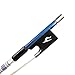 YoungMonic Violin Bow 4/4 Full Size 3 Color Carbon Fiber Violin Bow Ebony Bow Head Flower Tail Library Mother-Of-Pearl Inlay Lightweight Violin Bow Unbleached Premium Mongolian White Horsehair (blue)