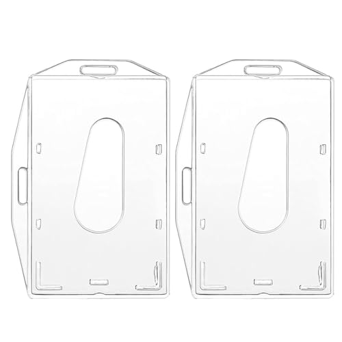AIVEKE 2 Pezzi Porta Badge - Porta Badge Orizzontale e Verticale Portabadge Trasparente In PC Plastica Porta Carte di Credito con Slot per Pollice per Ufficio Scuola