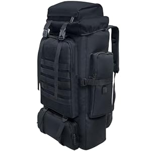 Ogetok 80L Camping-Wanderrucksack, Großer Survival-Jagdrucksack Herren, wasserdichter taktischer Rucksack für Herren und Damen, leichter Molle-Militärrucksack für Outdoor-Reisen, Schwarz