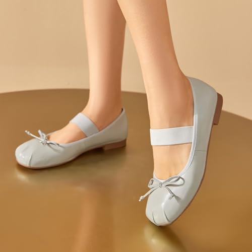 BEAU TODAY Ballet Flats for Women, Womens Mary Janes, Leather Ballerina Flats for Women, Comfortable Round Toe Bow Flat Mary Janes, Casual Dressy Shoes3