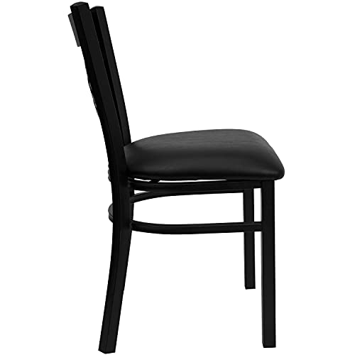 Image of Flash Furniture Hercules Series inchX inch Back Metal Restaurant Chair, Modern Upholstered Armless Dining Chair for Restaurants and Kitchens, Black