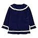 Girls Boys Velvet 𝐏a𝐣ama Set Long Sleeve Solid Laple Button up Christmas Outfits 2 Piece Soft (Dark Blue, 3-4 Years)