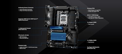 Image of ASRock X870E Challenger WiFi ATX Motherboard, Supports AMD Ryzen 9000 /8000 /7000 Series, DDR5 8200+ (OC), PCIe 5.0, Dual USB4, Wi-Fi 7, 5G LAN, 20+2+1 Phase 110A SPS