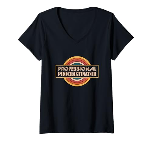Femme Procrastinateur Professionnel T-Shirt avec Col en V