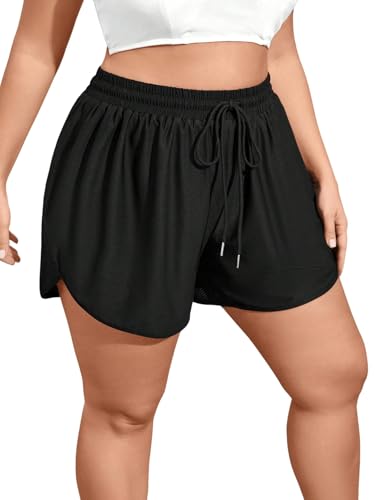 Women's Plus Size Drawstring Waist Swim Shorts Tie Front Track Shorts Bottoms Beachwear