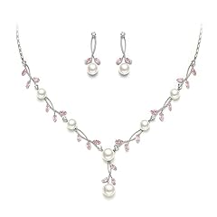 Earrings+Necklace_Pink Silver-Plated-Brass