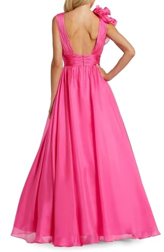 Ruffles Chiffon Prom Dresses Backless Deep V Neck Pleated Formal Evening Dresses for Women3