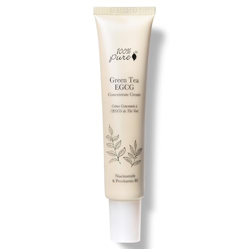 100% PURE Green Tea EGCG Concentrate Face Cream Anti-Aging Antioxidant Boost with Squalene & Caffeine Lightweight Daily Hydrating Facial Moisturizer & Skin Care for Women & Men - 1.4 Oz