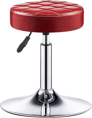 DUANZEYUQA Adjustable Height Swivel Bar Stool with Leather Seat Retro Industrial Style Office Dental Chair 31inch Black Brown(Red,60)