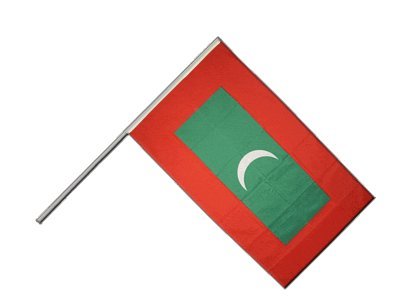 Drapeau Maldives sur hampe en tissu pour pavoisement officiel 60x90cm