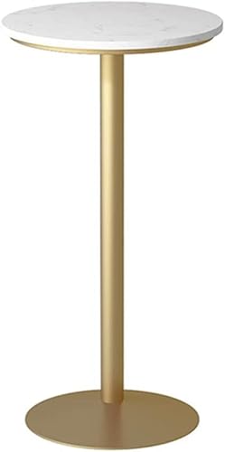 Tavolo da Cocktail Moderno in Marmo, Tavolo da Bar, Tavolo da Bar Rotondo Industriale, con Struttura in Ferro Verniciato Dorato, Altezza del Tavolo Alto da Bar Ristorante Bistrot Cucina Fami