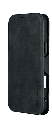 Image of BOUNCEBACK Vegan Leather Magnectic Closure Flip Flap Wallet Back Case Cover for iPhone 15 - Black