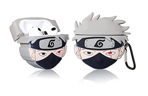 Image of PEFKO PSS121 AirPods Pro Soft Silicone Protective Case 3D Design Shockproof Case Cover with Anti-Lost Metal Keyring Compatible for Apple AirPods Pro (Kakashi - Hatake)