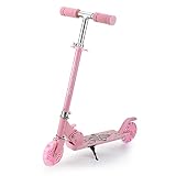 Scooter Höhenverstellbar, Kinder Roller, klappbar Kinderscooter mit 2 LED Räder Tretroller Kinderroller für Kinder ab 4 Jahre (Rosa)
