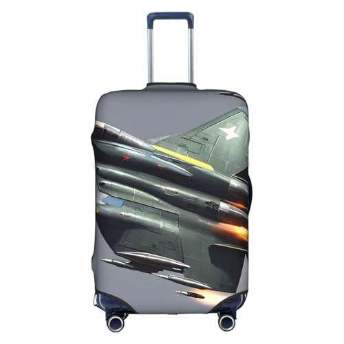 Housse de protection bagage élastique blanche grand format imprimé Jet Fighter