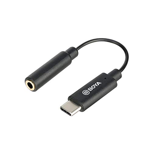 BOYA BY-K4 3.5mm Female TRS to Male USB Type-C adapter cable Connector Dongle - Compatible with Samsung Galaxy, Pixel, Moto, HTC, iPad Pro Smartphones and Tablets Cover