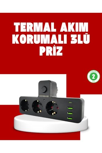 7 Portlu Çoklu Priz Usb ve Type-C Girişli Akıllı Güç Ünitesi, UCZZZ3397AKIMKORUMALIPRİZ