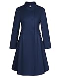GRACE KARIN Winter Coat for Women 2024 Mid Peacoat Trench Coat Lapel Double-Breasted A Line Pea Coat Jacket Navy XL