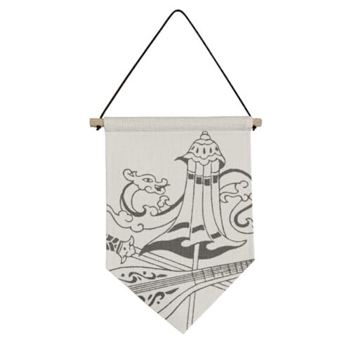 Drapeau chinois en toile no/no avec motif de dragon pour décoration murale